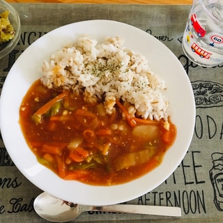 余った温野菜とゆで卵で即席カレー